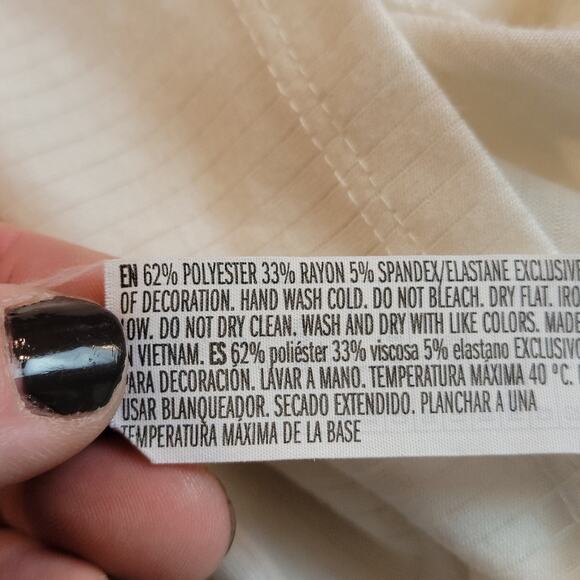 Forever 21 Ivory White Ribbed Button Up Crop Top, Sz S - Picture 8 of 8